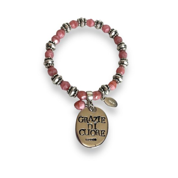 Bracciale rosa GRAZIE DI CUORE