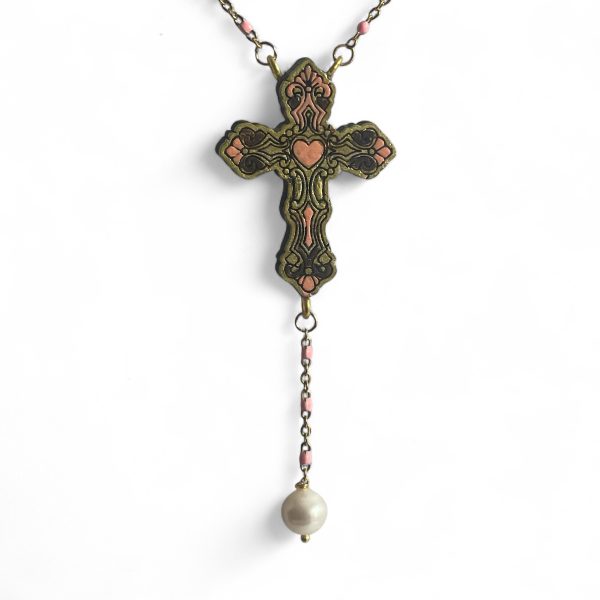 Collana Croce Rosa “Riciclo Prezioso”
