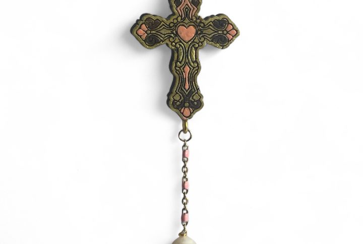 collana croce rosa e oro